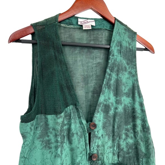 Sterling Styles Vintage 80s 90s Deep Green Wearable Art Vest Blouse Shirt Top - Picture 3 of 7